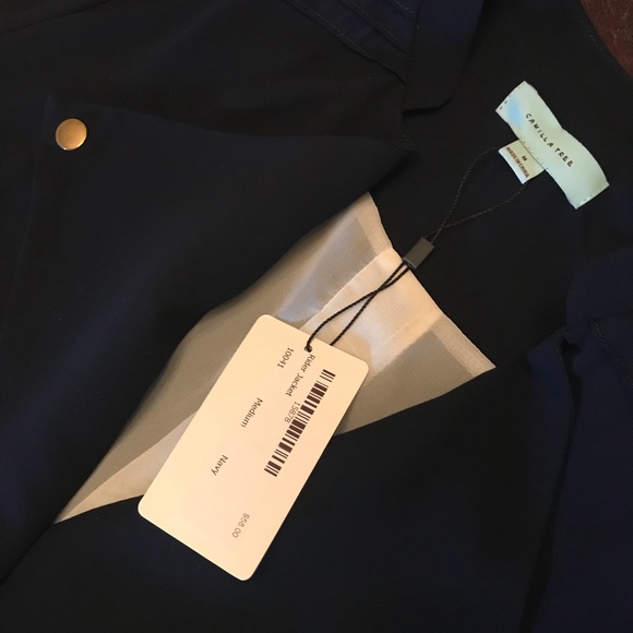 Navy Blue Cropped Jacket Size M - Picture 2 of 8